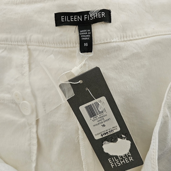 Eileen Fisher Shorts Size 16 White Walking NWT Linen Viscose Stretch Pockets - Picture 5 of 16